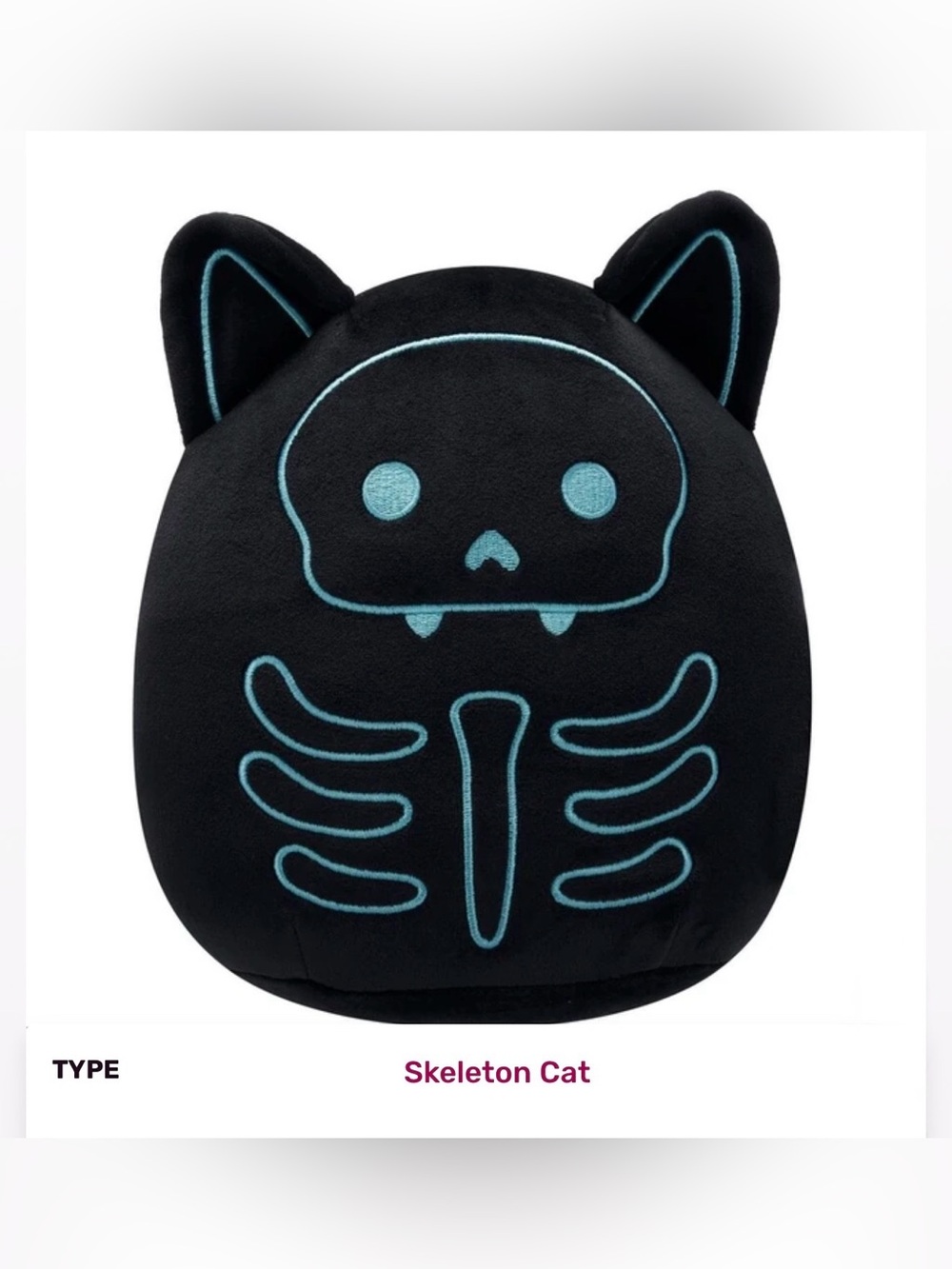 Squishmallow Ray The Skeleton Cat 8” Plush Good Used Condition